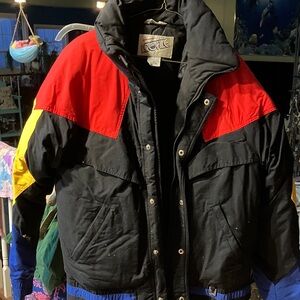 Men's Black and Red Ski Jacket mch